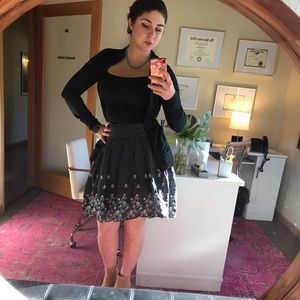 Vintage High Waist Flared Skirt  Polkadot